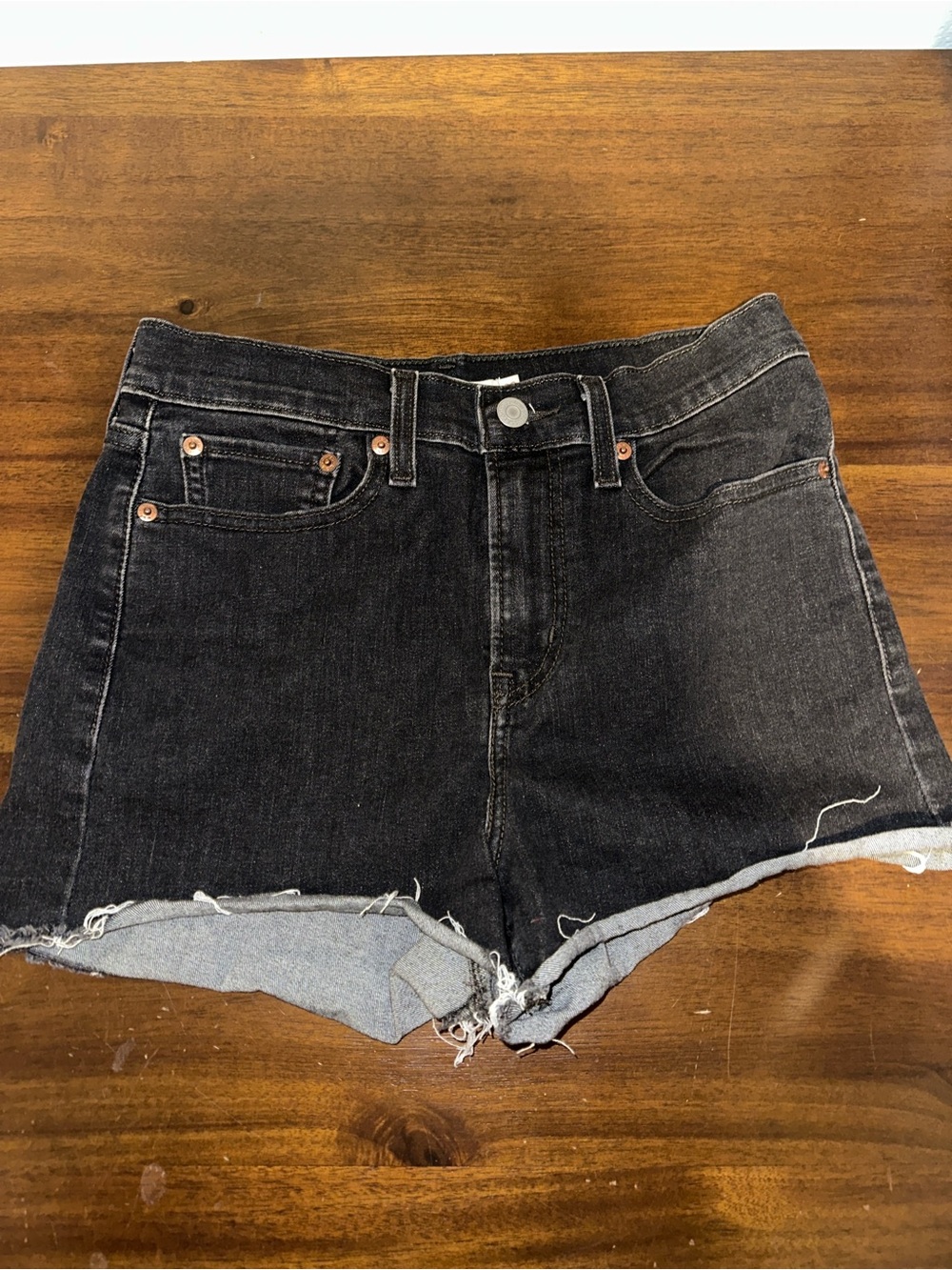 Levi's Black Denim High-Rise Cutoff Shorts